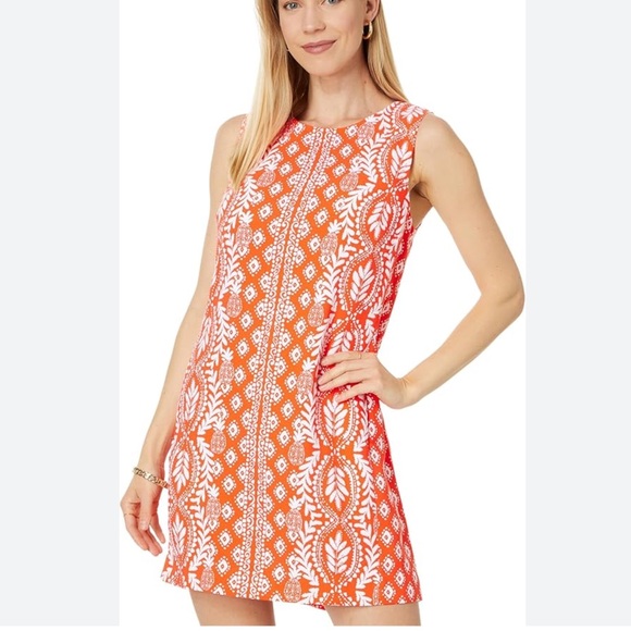 Lilly Pulitzer Edita Shift Dress in Flamingo Feather Harbor sz 12 - Picture 2 of 6